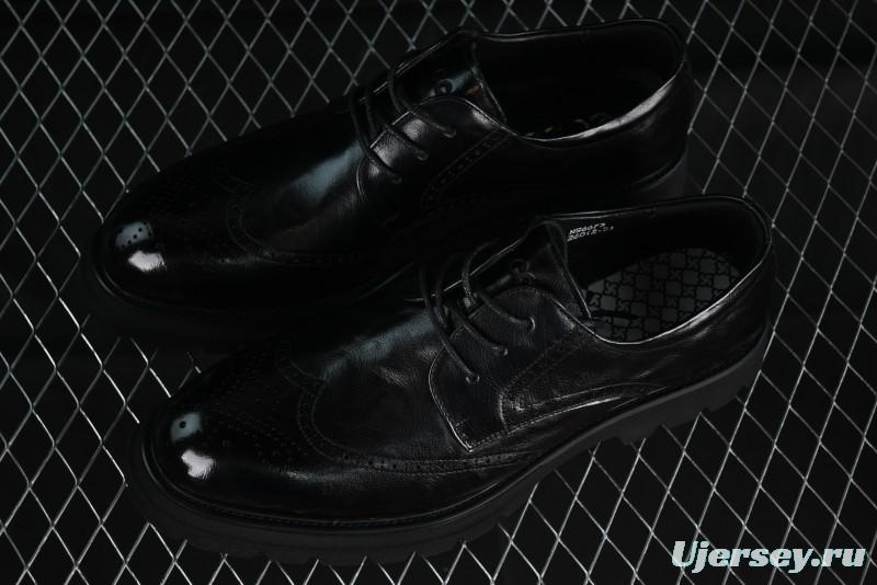 Ecco Block Brogue Business Derby Round Toe Genuine Leather Dress Shoes - 63667201001