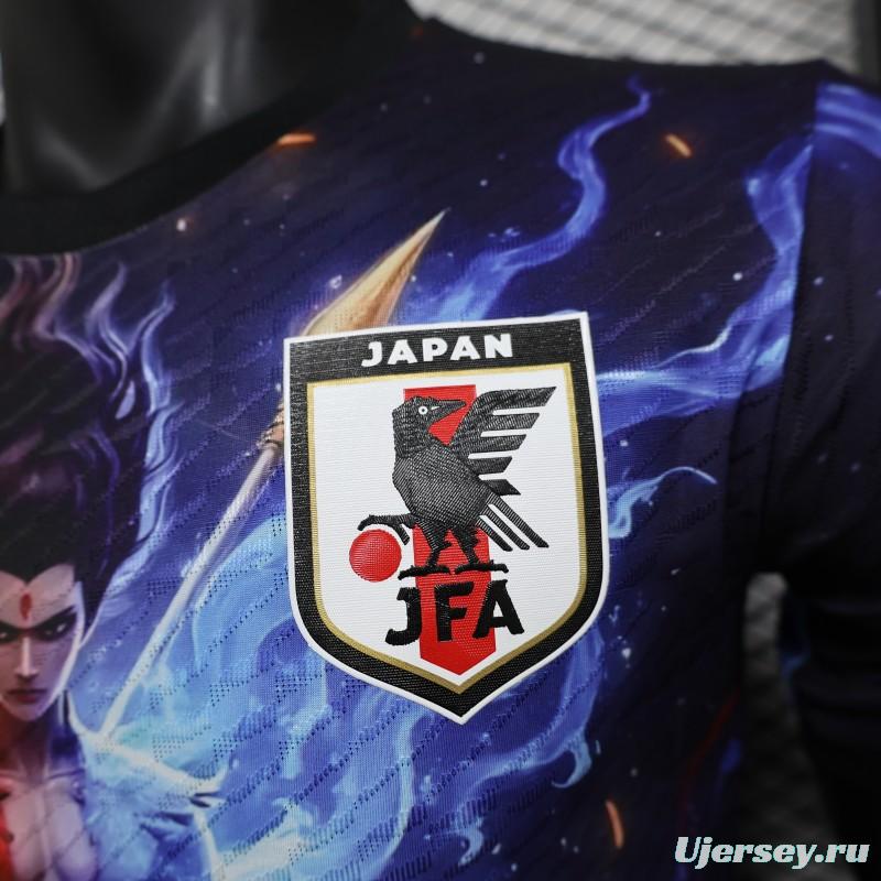 Player Version 2025 Japan NA ZHA Black with Fire & Ice Warrior Jersey