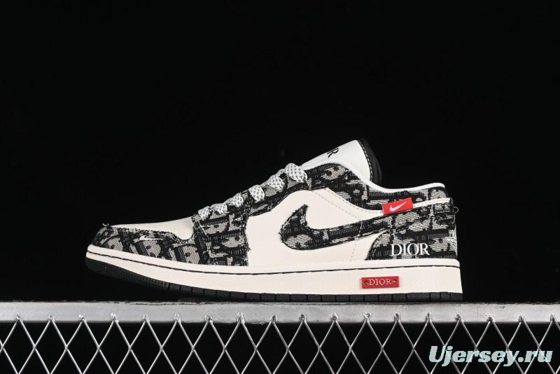 Nike Air Jordan 1 Low AJ1 Dior Collaboration - White Black Red Label Retro Basketball Shoes - SJ9950-036