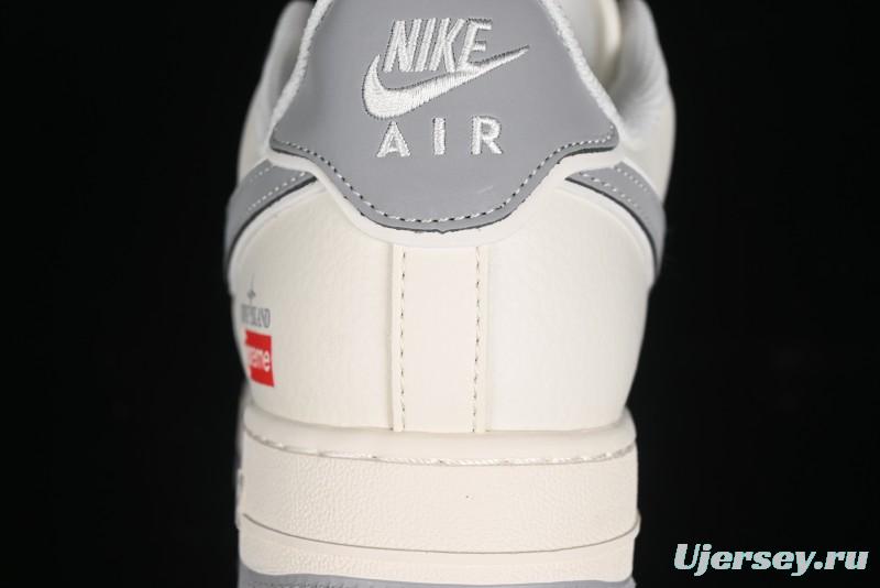 Nike Air Force 1 '07 Low Stone Island Supreme Collaboration Off-White Star Grey Low-Top Casual Sneakers - BB1616-303