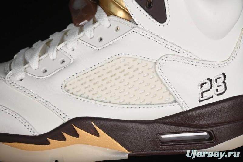 Nike Air Jordan 5 Retro Basketball Shoes in White/Tan - DD9336-200