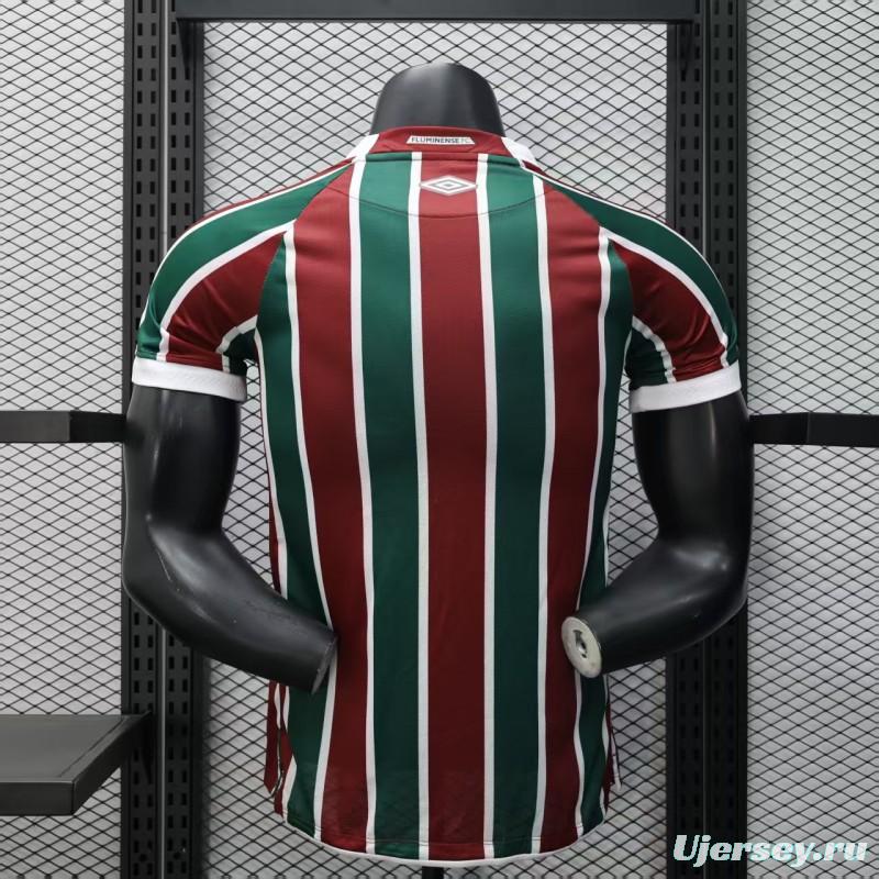 Player Version 25/26 Fluminense Green and Burgundy Vertical Striped with White Trim Jersey