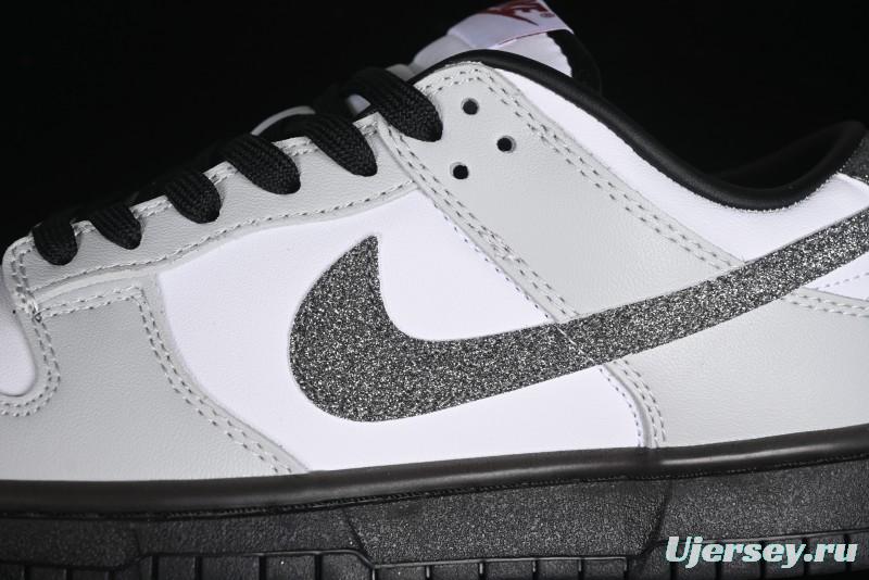 Nike Dunk Low "Glitter Swoosh" Light Silver SB Low-Top Casual Skate Shoes - HQ3462-191