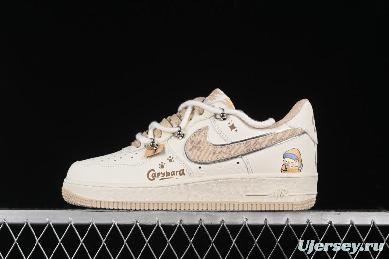 Nike Air Force 1 Low x Capybara "Pearl Girl" Casual Sneakers with Lace-Up Design - LV0506-505