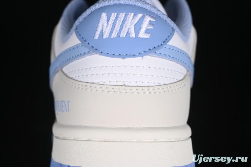 Nike SB Dunk Low Saint Laurent Series - White Grey Blue Swoosh Anniversary High-End Custom Low-Top Casual Sneakers - GF2409-168