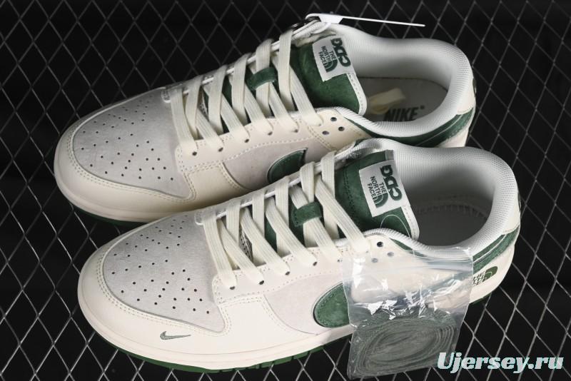 Nike SB Dunk Low The North Face Collaboration - Pig Leather Green Swoosh Anniversary Custom Low-Top Casual Skate Shoes - DQ1098-511