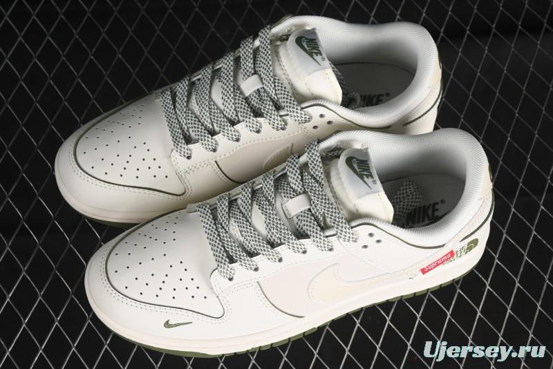 Nike SB Dunk Low Supreme The North Face Collaboration - Beige Green Reflective Swoosh Anniversary Custom Edition Low-Top Casual Skate Shoes - XX2025-638