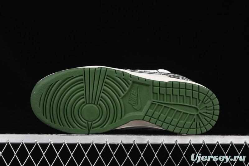 Nike SB Dunk Low Dior Collaboration - Strap Woven Green Check Anniversary High-End Custom Low-Top Casual Skate Shoes - SJ2068-309