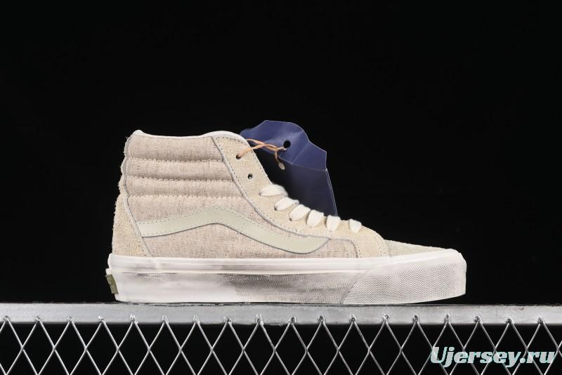 Vans Notre Premium Sk8-Hi High-Top Skate Shoes with Upgraded Suede and Linen Materials - VN000CR0BWQ