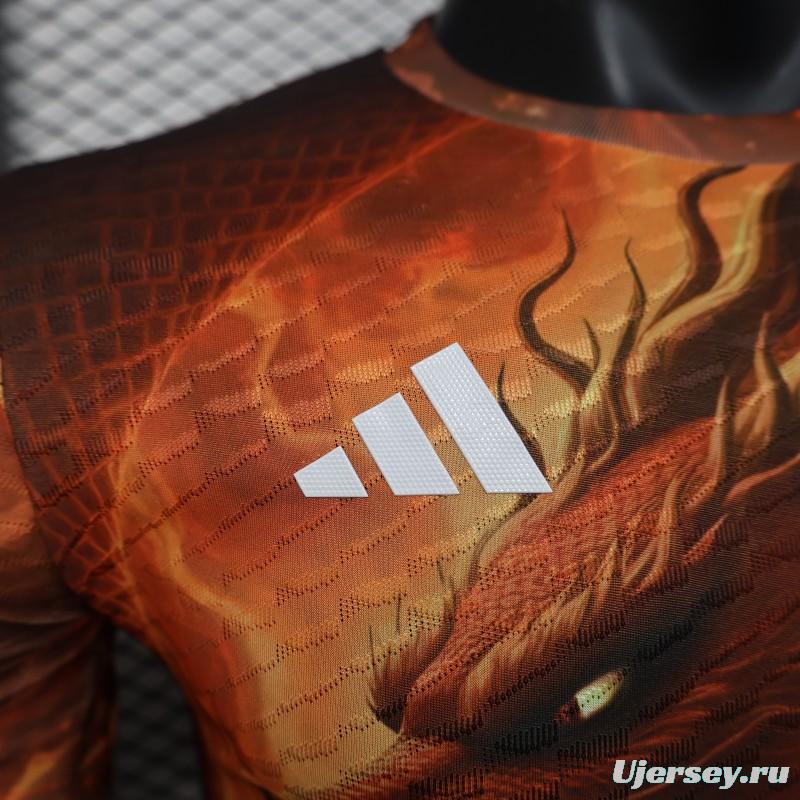 Player Version 25/26 Real Madrid NA ZHA Orange with Dragon Warrior Jersey