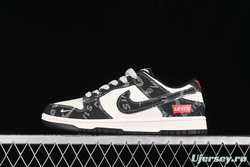 Nike SB Dunk Low Levi's Collaboration - Black Printed Denim Anniversary Customized Low-Top Casual Sneakers - XX2025-109
