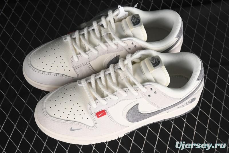 Nike SB Dunk Low The North Face Collaboration - Grey Pigskin Navy Swoosh Anniversary Custom Low-Top Casual Skate Shoes - SJ1089-009