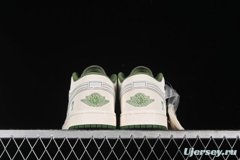 Nike Air Jordan 1 Low OFF-WHITE Collaboration - Retro Basketball Shoes with Beige Green Stitching - CF3688-021