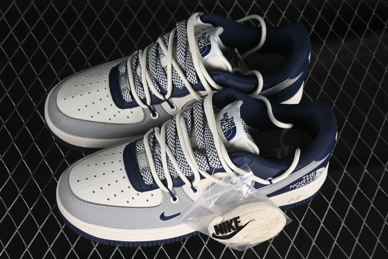 Nike Air Force 1 '07 Low The North Face Collaboration - Grey Blue Drawstring Low-Top Casual Sneakers - SJ1198-700