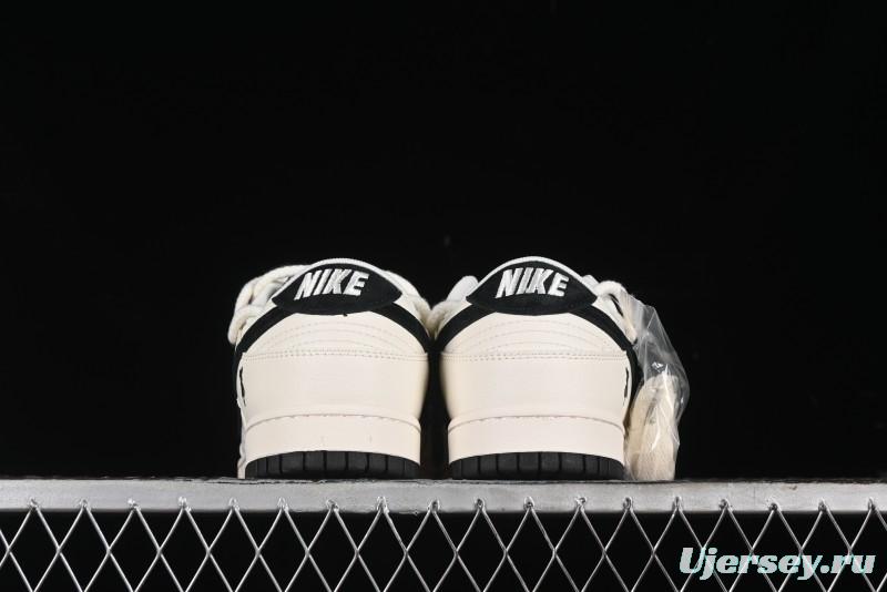 Nike SB Dunk Low Violent Bear Series - Lace-Up Beige with Black Swoosh Anniversary High-End Custom Low-Top Casual Sneakers - SJ2068-291