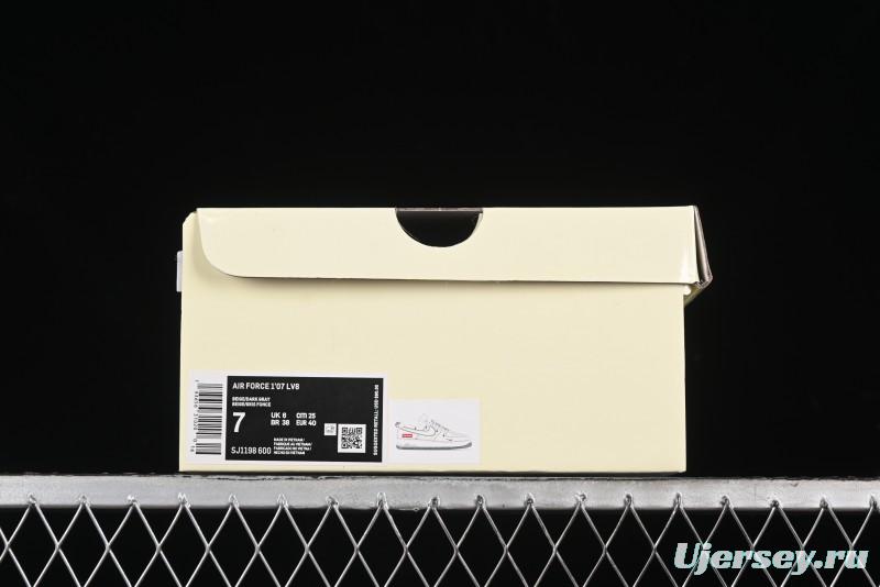 Nike Air Force 1 '07 Low Supreme Collaboration - Red Stitch Grey Sole Casual Sneakers - SJ1198-600