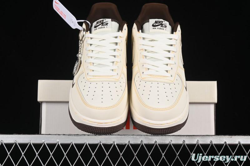 Nike Air Force 1 '07 Low UN Collaboration Casual Sneakers in Off-White with Yellow Stitch - KK3333-002