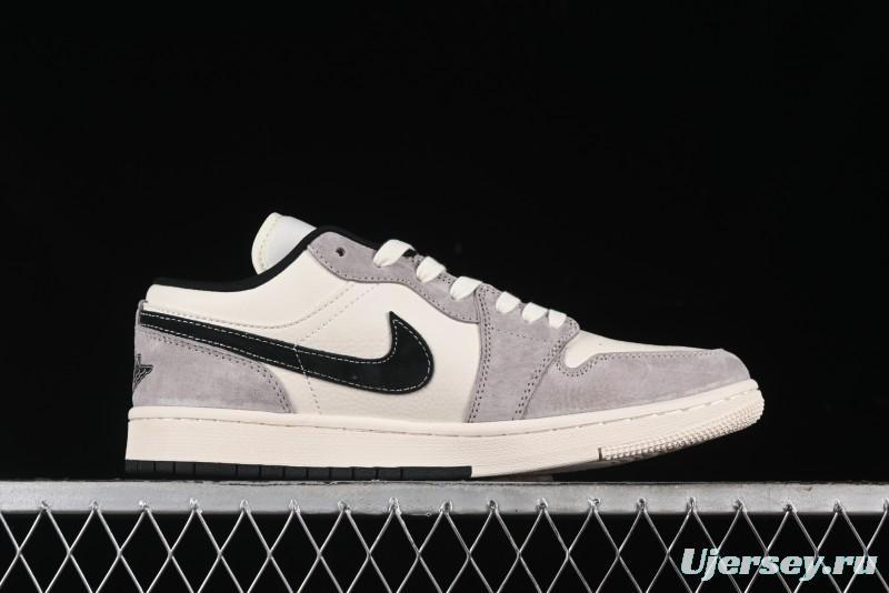 Nike Air Jordan 1 Low Stussy Collaboration - Grey Black Red Label Retro Basketball Shoes - SJ9950-034