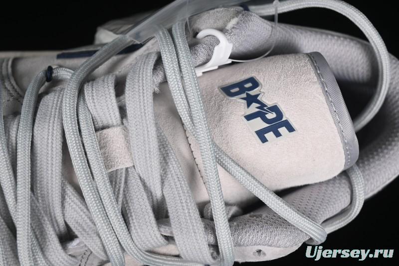 Nike Air Jordan 1 Low AJ1 Bape Collaboration - Grey Blue Retro Basketball Shoes with Custom Laces - SJ9950-019