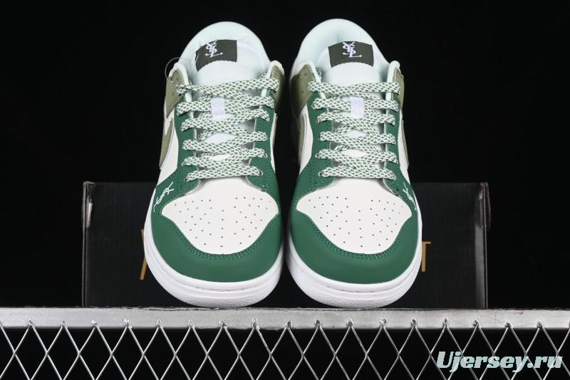 Nike SB Dunk Low Saint Laurent Series - White Green Swoosh Anniversary High-End Custom Low-Top Casual Sneakers - GF2409-170