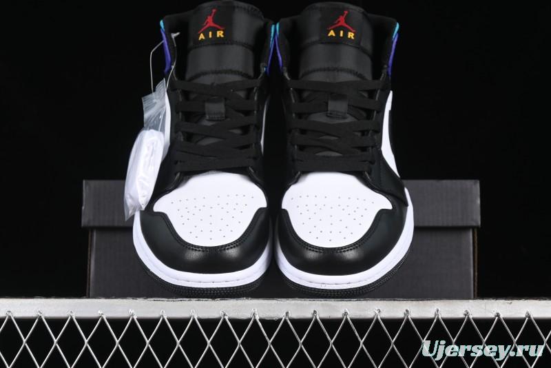 Nike Air Jordan 1 Mid AJ1 Lakers Colorway Black White Purple Mid-Top Casual Sneakers - DQ8426-154