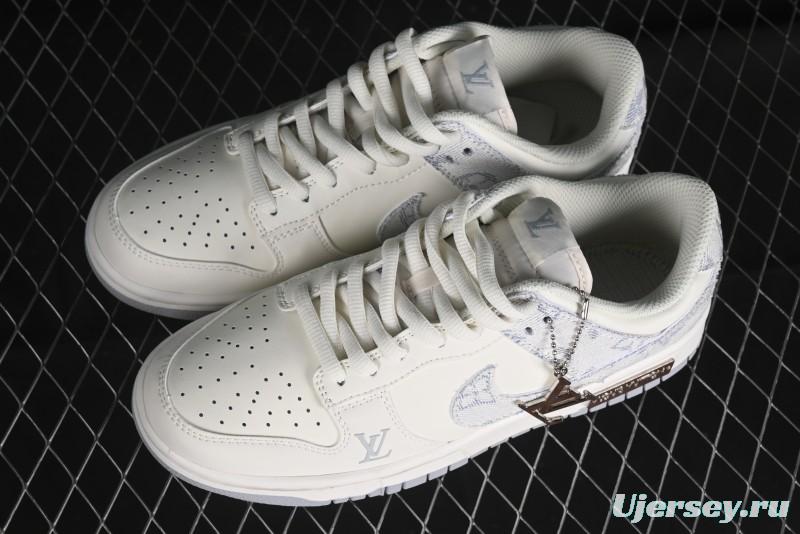 Nike SB Dunk Low LV Collaboration - Purple Denim with White and Purple Swoosh Anniversary High-End Custom Low-Top Casual Sneakers - DJ2024-010
