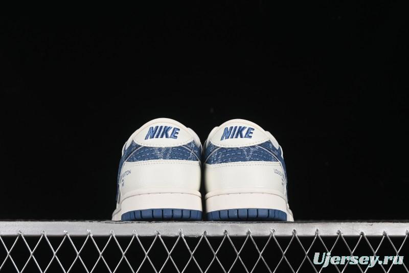 Nike SB Dunk Low LV Collaboration - Light Blue Denim Hook Anniversary High-End Custom Low-Top Casual Skate Shoes - JH8310-955
