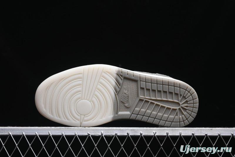 Nike Travis Scott x Fragment Design x Air Jordan 1 Low OG SP AJ1 Supreme Collaboration - Light Beige White Low Top Casual Sneakers - JH6088-609