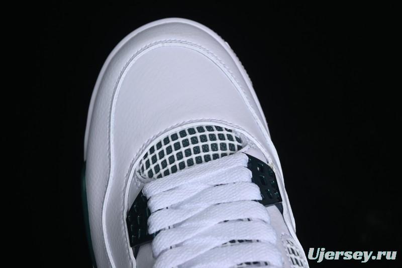 Nike Air Jordan 4 Retro Sneakers in White, Oxidized Green and Neutral Grey - AQ8138-103