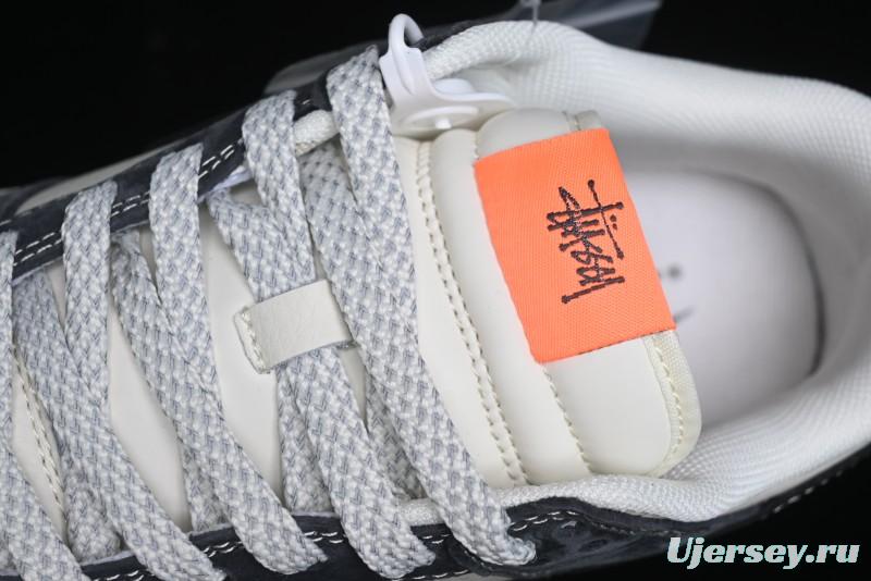 Nike SB Dunk Low Stussy Collaboration Patch Grey Black Black Swoosh Anniversary Custom Low-Top Casual Skate Shoes - MM1089-026