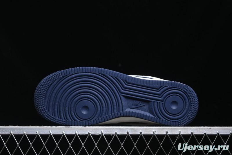 Nike Air Force 1 '07 Low Burberry Collaboration - Off White Navy Blue Patchwork Low Top Casual Sneakers BB8588-222