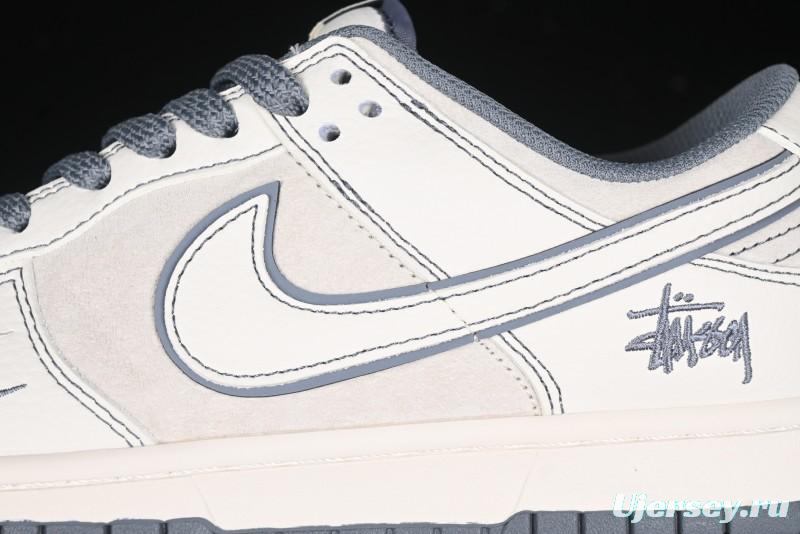 Nike SB Dunk Low Stussy Collaboration - Beige Grey Line Anniversary High-End Custom Low-Top Casual Sneakers - BB7518-007