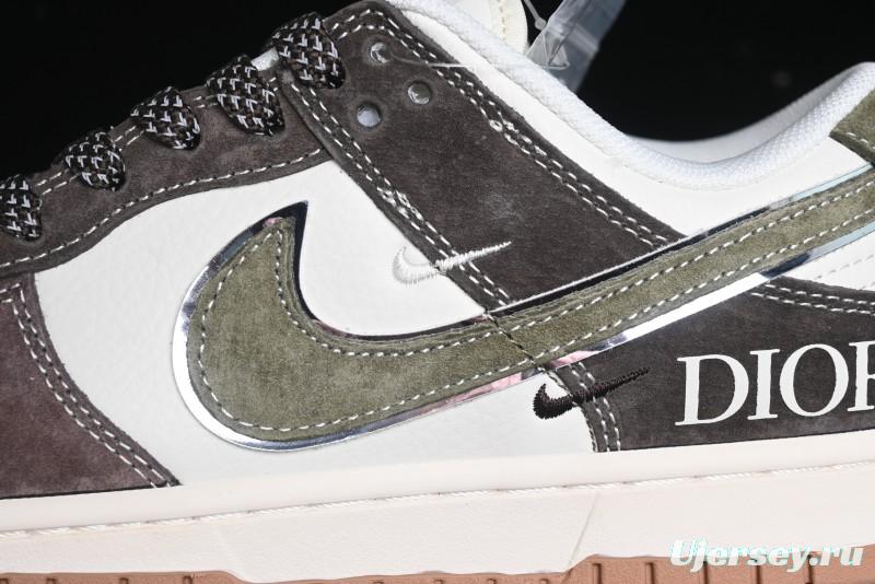 Nike SB Dunk Low Dior Collaboration - Chestnut Anniversary High-End Custom Low-Top Casual Sneakers - XS1086-007
