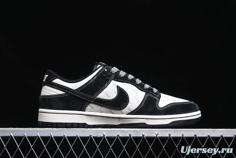 Nike SB Dunk Low Stussy Triple Collaboration - Patchwork Black Swoosh Anniversary Custom Low-Top Casual Skate Shoes - YX5066-222