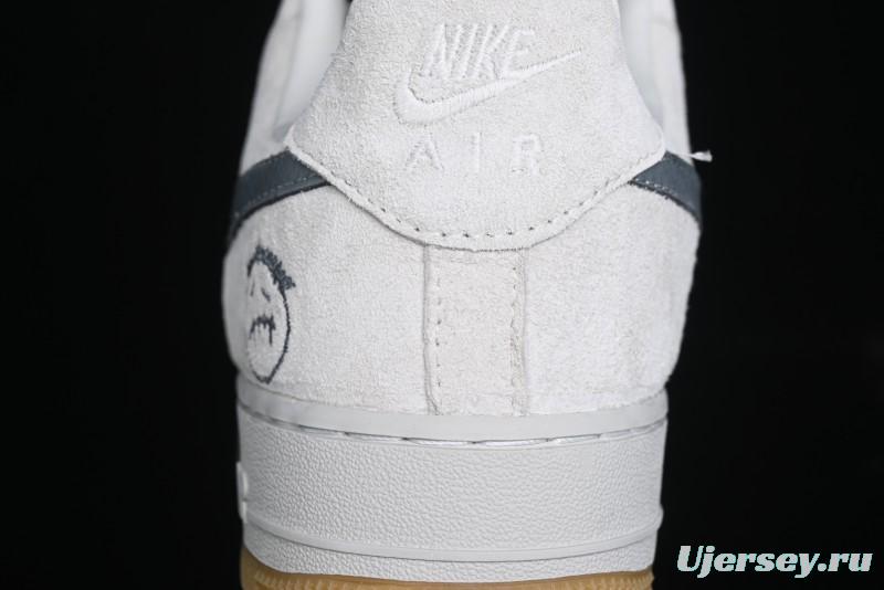 Nike Air Force 1 '07 Low Ghostface Collaboration - Light Grey Pigskin Low-Top Casual Sneakers - DF0188-022