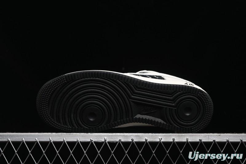 Nike Air Force 1 '07 Low Stussy Collaboration - Black Sail Silver Swoosh Casual Sneakers - XZ6188-729