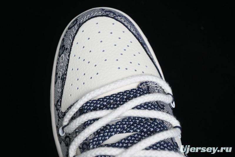 Nike SB Dunk Low Gucci Collaboration - Beige Black Jacquard Swoosh Anniversary High-End Custom Low-Top Casual Sneakers - YX5066-216