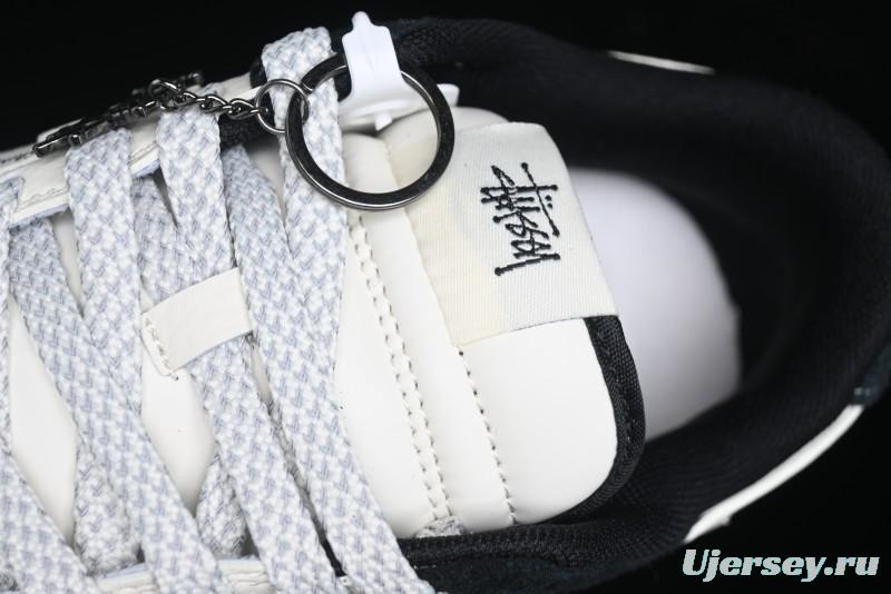 Nike SB Dunk Low Stussy Collaboration - Black White Mini Swoosh Anniversary Custom Low-Top Casual Skate Shoes - XY1688-017