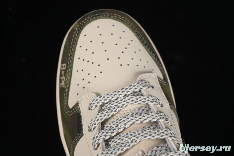 Nike SB Dunk Low Bape Collaboration - Patchwork Camouflage Anniversary Custom Low-Top Casual Sneakers - CH6336-229