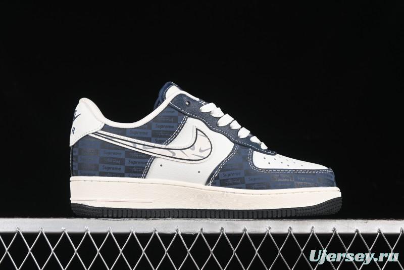 Nike Air Force 1 '07 Low Supreme Casual Sneakers in White-Blue Shadow - KK1988-009