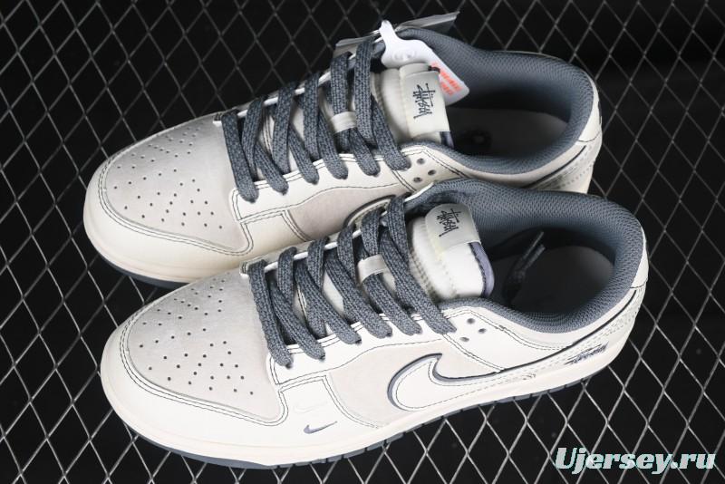 Nike SB Dunk Low Stussy Collaboration - Beige Grey Line Anniversary High-End Custom Low-Top Casual Sneakers - BB7518-007
