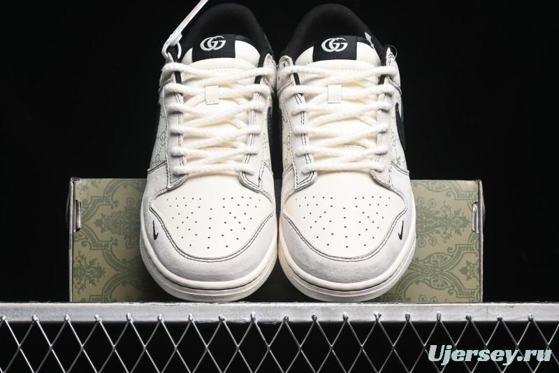 Nike SB Dunk Low Gucci Collaboration - Bumblebee Series Grey Black Hook Anniversary High-End Custom Low-Top Casual Skate Shoes - MM1089-029