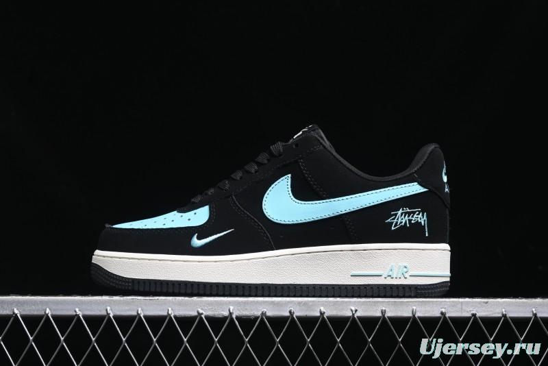 Nike Air Force 1 '07 Low Stussy Collaboration - Black Tiffany Low-Top Casual Sneakers - KK1988-030