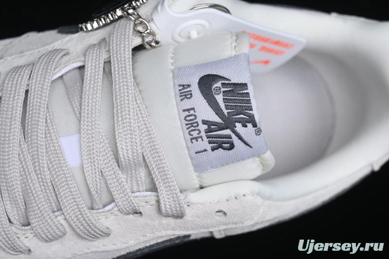 Nike Air Force 1 '07 Low Ghostface Collaboration - Light Grey Pigskin Low-Top Casual Sneakers - DF0188-022