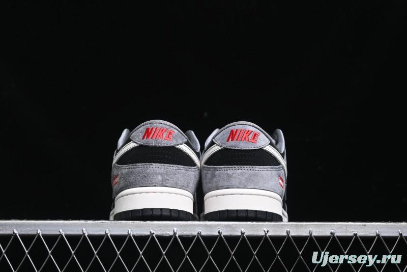 Nike SB Dunk Low Supreme Collaboration - Carbon Black Grey Pig Anniversary High-End Custom Low-Top Casual Skate Shoes - XX3186-206