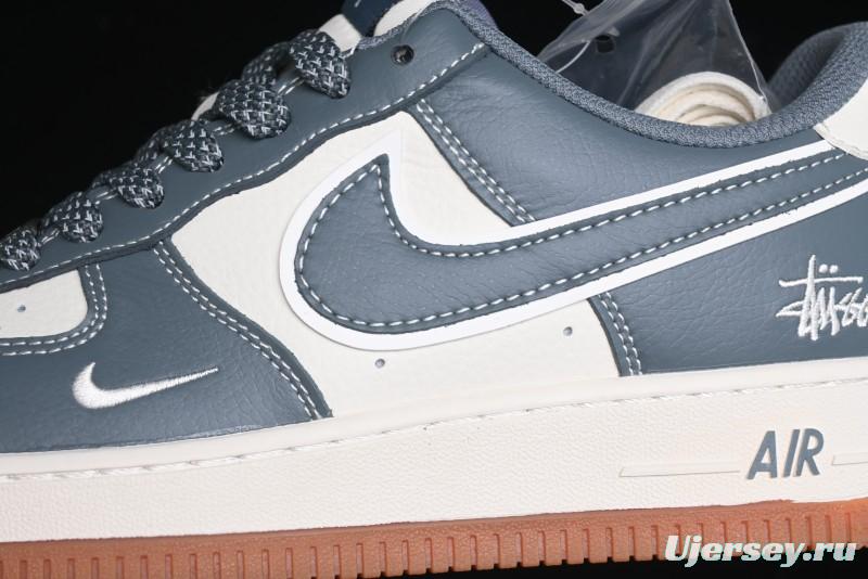 Nike Air Force 1 '07 Low Stussy Collaboration - Grey White Gum Sole Low-Top Casual Sneakers - XZ9688-101