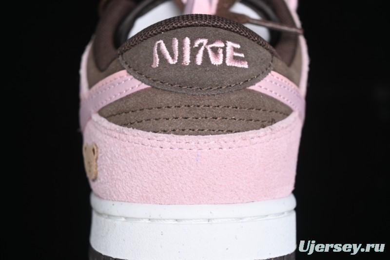 Nike Dunk Low 85 Double Swoosh Series Strawberry Chestnut SB Low Top Casual Skate Shoes - HV1799-161