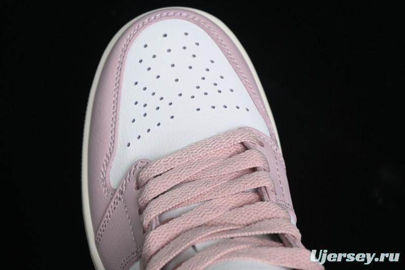 Nike Air Jordan 1 Mid AJ1 Basketball Shoes in Khaki Pink - BQ6472-620