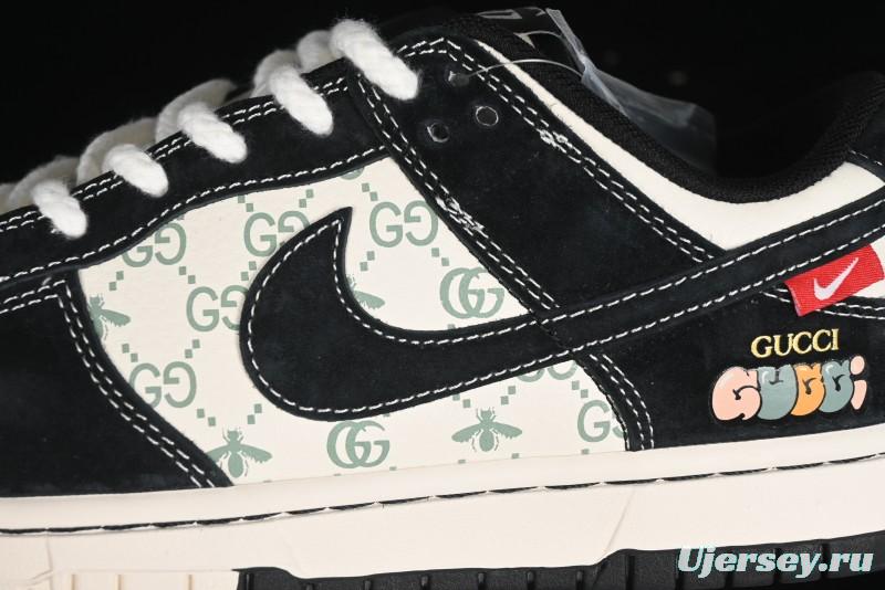 Nike SB Dunk Low Gucci Collaboration - Small Bee Series Black Hook Anniversary High-End Custom Low-Top Casual Sneakers - MM1089-030