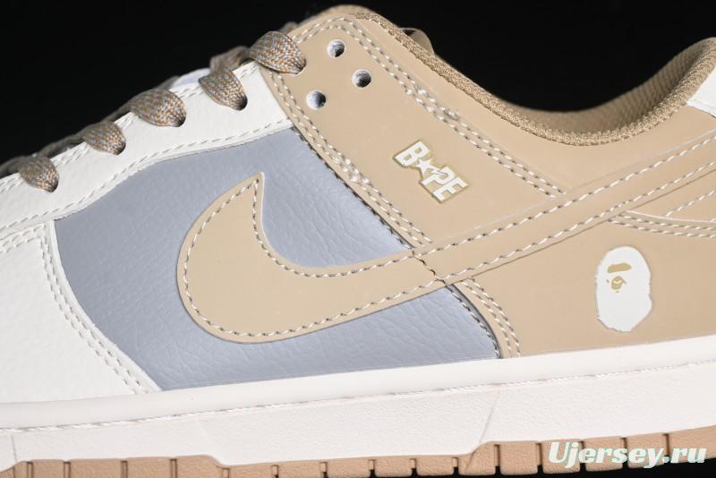 Nike SB Dunk Low BAPE Collaboration - Beige Grey Brown Anniversary Customized Low-Top Casual Sneakers - BB8969-006